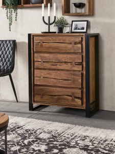 Kommode - Akazie mit Metall - 80x40x100cm - Live Edge