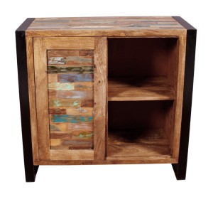 Kommode - Altholz mit Altmetall - Natur - 90x40x85cm - Mox