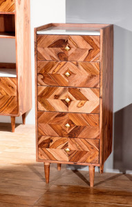 Kommode - Sheesham - Marmor - 45x35x105cm  - Stone