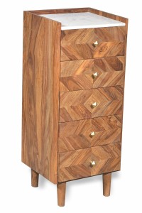 Kommode - Sheesham - Marmor - 45x35x105cm  - Stone