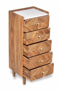 Kommode - Sheesham - Marmor - 45x35x105cm  - Stone