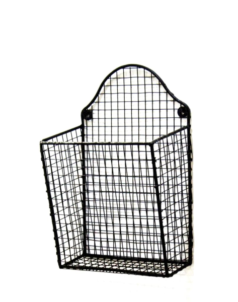 Wandregal - Korb-Design - Schwarz - 28x15x45cm