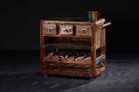 Küchenwagen - Altholz - Bunt - 78x48x85cm - FRIDGE