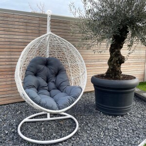 Hängesessel mit Gestell Rattan Weiss