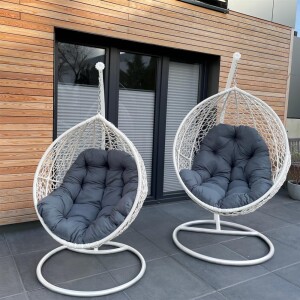 Hängesessel mit Gestell Rattan Weiss