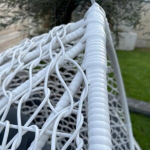 Hängesessel mit Gestell Rattan Weiss