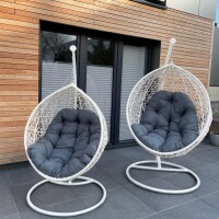 Hängesessel mit Gestell Rattan Weiss