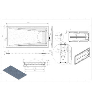 Mineralguss-Duschwanne Schieferoptik weiß MAYA 160x80cm