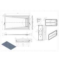 Mineralguss-Duschwanne Schieferoptik weiß MAYA 160x90cm