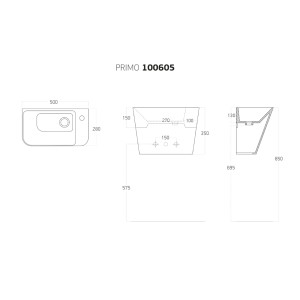 Waschbecken Monoblock 50cm 100605