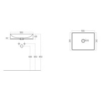 Design Aufsatzwaschbecken eckig 50cm