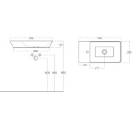 Design Aufsatzwaschbecken eckig 70cm