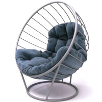 Kugelsessel Grau mit Kissen
