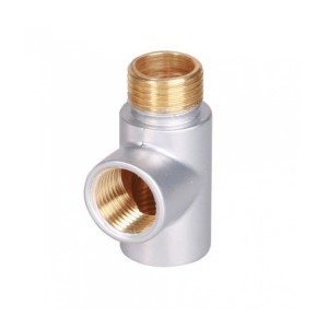 T-Stück Silber mit Spiral Kabel und Stecker Anschluss 1/2