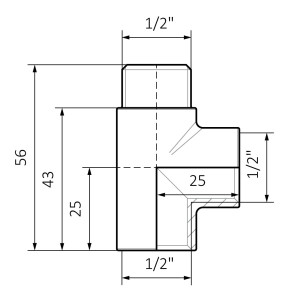 T-Stück Silber mit Spiral Kabel und Stecker Anschluss 1/2