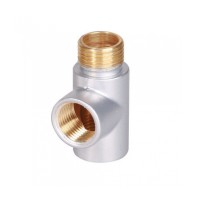 T-Stück Silber mit Spiral Kabel und Stecker Anschluss 1/2