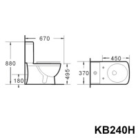 Stand-WC Kombination Erhöht 51cm KB2040H
