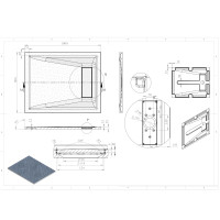 Mineralguss-Duschwanne Schieferoptik weiß MAYA 90x90cm