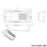 Badewanne Acryl 170/180cm eckig Stuttgart