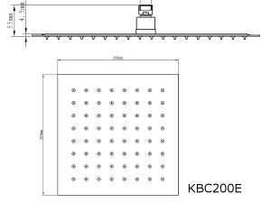 200x200mm Duschkopf Regendusche Eckig