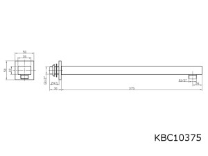 375mm Brausearm für Duschbrausen Wandmontage Eckig