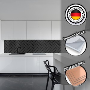 Küchenrückwand aus Aluverbund 3mm  - Riffelblech schwarz groß - 3286