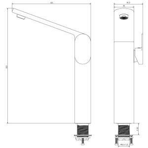 Waschtischarmatur + Ventil Futura Schwarz-Matt 02974