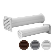Kunststoff-Wandbausatz mit verstellbarem Innengitter Ø 100-125mm Weiß/Braun/Grau