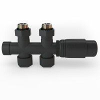 Mittelanschluss-Set Durchgangsform Anthrazit Armatur+Thermostatregler/ B-Ware