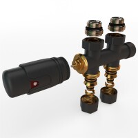 Mittelanschluss-Set Durchgangsform Anthrazit Armatur+Thermostatregler/ B-Ware