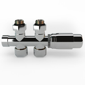 Mittelanschluss-Set Durchgangsform Chrom Armatur+Thermostatregler / B-Ware