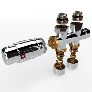 Mittelanschluss-Set Durchgangsform Chrom Armatur+Thermostatregler / B-Ware