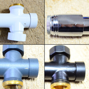 Mittelanschluss-Set Durchgangsform Chrom Armatur+Thermostatregler / B-Ware