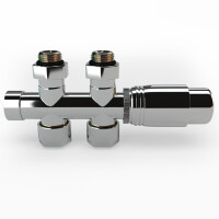 Mittelanschluss-Set Durchgangsform Chrom Armatur+Thermostatregler / B-Ware