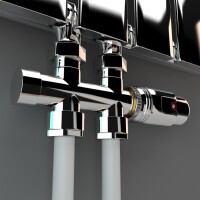 Mittelanschluss-Set Durchgangsform Chrom Armatur+Thermostatregler / B-Ware