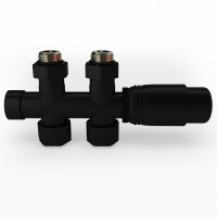 Mittelanschluss-Set Durchgangsform Schwarz Armatur+Thermostatregler / B-Ware