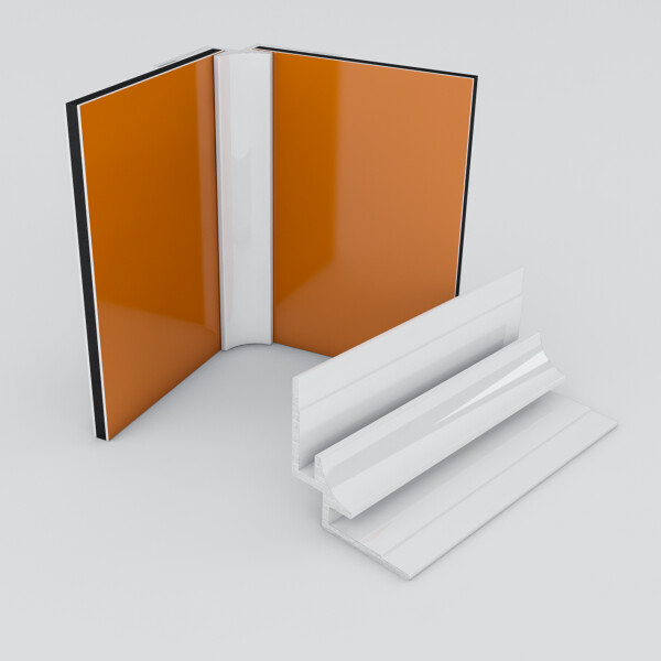 Inneneckprofil für 3mm Rückwand Weiß RAL9016 200cm