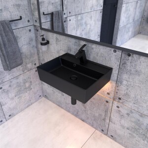 Keramik Waschtisch CL 50x38cm Schwarz-Matt