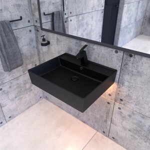 Keramik Waschtisch CL 55x45cm Schwarz-Matt