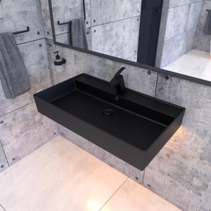 Keramik Waschtisch CL 80x45cm Schwarz-Matt